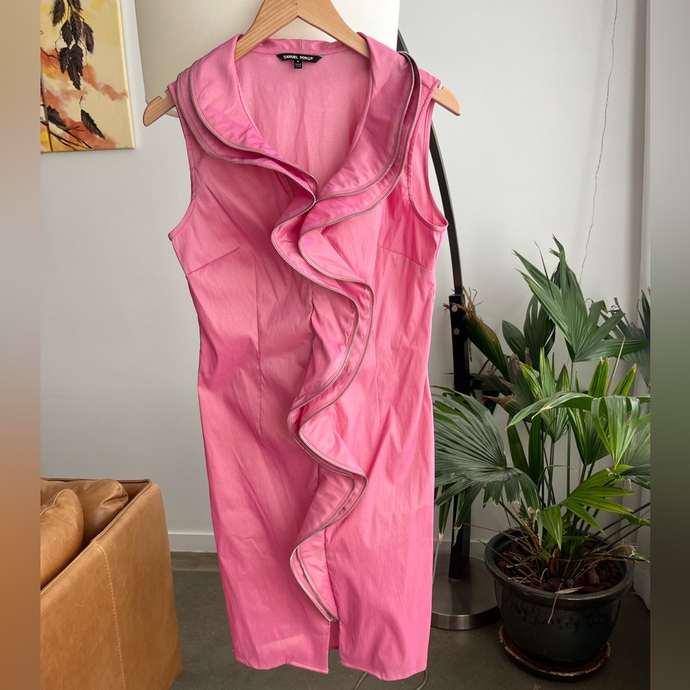 Samuel Dong Zip Front Ruffle Dress